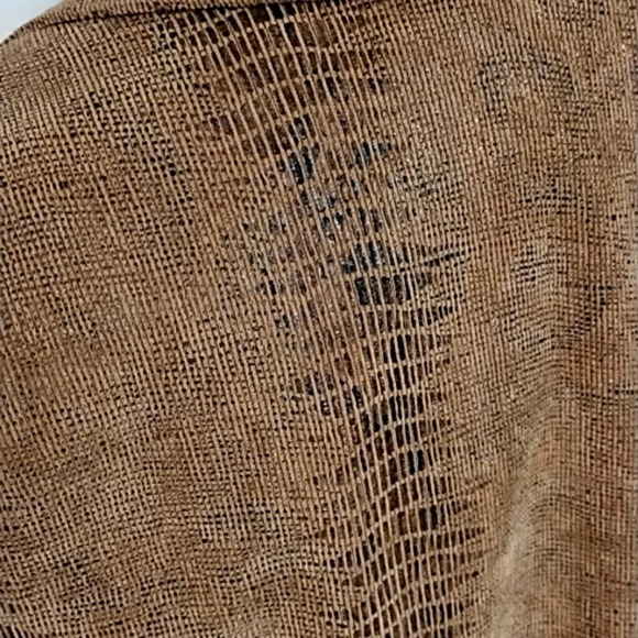 Erin London Zip Front, Very Fine Wale Corduroy Brown Snake Print, Bomber Jacket. - Picture 3 of 12